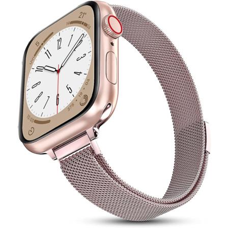 Milanese Loop Rem til Apple Watch Band 40mm 44mm 41mm 45mm 38mm 42mm 49mm 45 Mm Slank Armbånd Iwatch Serie 3 4 6 Se 7 8 Ultra slim pink gold 42mm 44mm