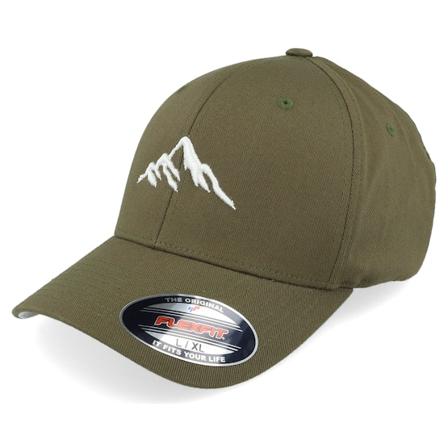 Wild Spirit - Mountain 3d White/Olive Flexfit Flexfit Green Cap - @ Hatstore