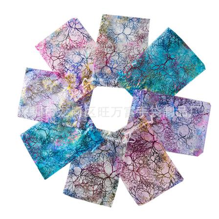 Varmstämplande korallmönster Garnpåse Dragsko med dragsko Garnpåse Organzapåse Present- och smyckesförpackningspåse