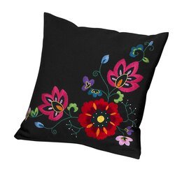 Broderikit Kudde Blommor på svart utan garn