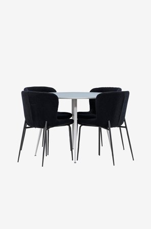 Venture Home - Plaza-spisebord med Modesto-spisebordsstol - Sort - Spisebordssæt 4 personer - Fra Homeroom