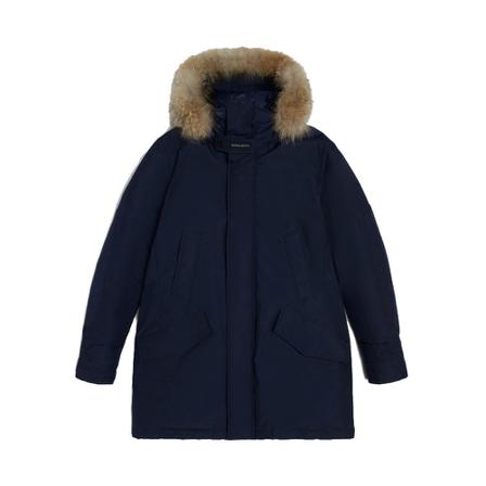Woolrich, Blue Winter Jackets Blauw, Heren, Maat:M,Katoen,Patches