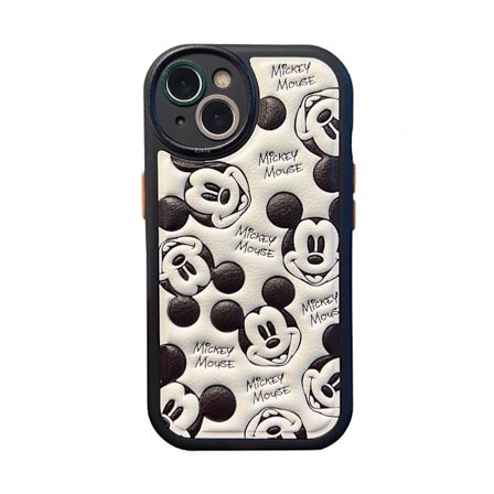 Fodral för iPhone 13 Pro läder helskärm Mickey Mouse Nalle Puh Pacman mjuk prägling