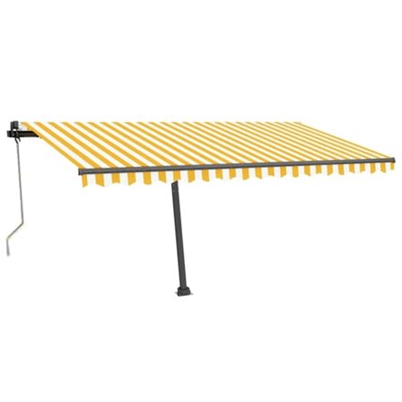 vidaXL Fristående markis automatisk 450x350 cm gul/vit