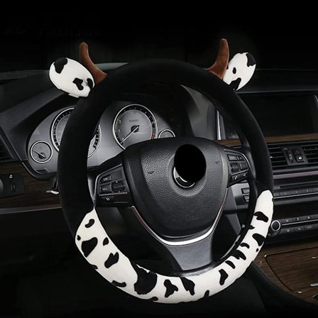 Cow Steering Wheel Cover, Passar 15 tums rattbil - on stock