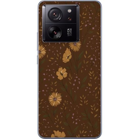 Kompatibelt Mobilskal till Xiaomi Xiaomi 13T Pro Bruna blommor retro blommönster blommig design 70-tals vintagestil mönster bohemisk tapetinspiratio