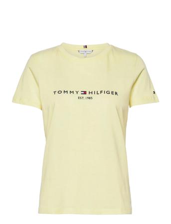 Th Ess Hilfiger C-Nk Reg Tee Ss T-shirt Top Creme Tommy Hilfiger