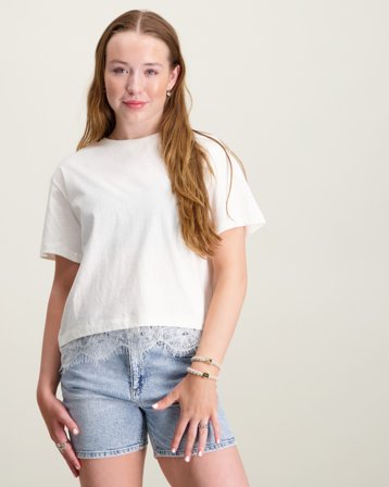 LMTD NLFBELLA SS L LACE TOP Vit Toppar/Blusar Tjej - Kids Brand Store