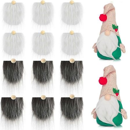 12 stk. Gnomet Skæg til Håndværk Kunstig Pelsstof Forudskåret Gnomer Skæg Håndlavet Dværg Skæg 12 stk. Trækugler til Julepynt