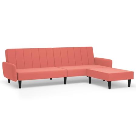 Vidaxl Bäddsoffa 2-sits Med Pall Rosa Sammet Rosa