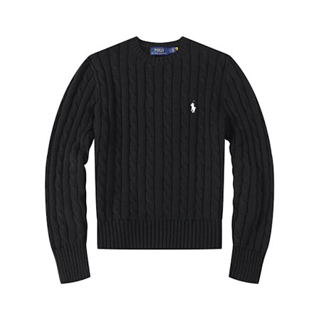 Strikket sweater, kompatibel med kvinder, rund hals, løs, afslappet, lange ærmer, strikket sweater sort