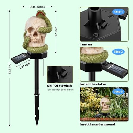 Skræmmende Halloween Solar Lights Vandtæt Halloween Lights