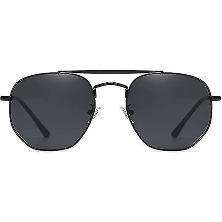 Polariserede sekskantede solbriller til mænd og kvinder, guld metalramme, geometriske runde retro sorte solbriller, sort/alle grå i ét stykke