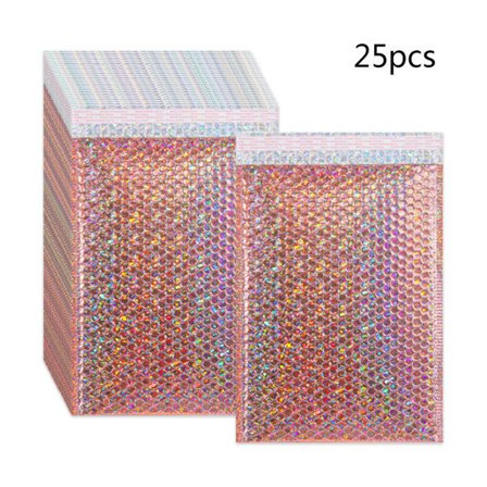 25 STK Hologram Boblekonvolutter Polstrede Kuverter 4 Størrelser Forsendelse Stødsikker Forsendelse Vandafvisende Selvforseglende Emballagepose null -