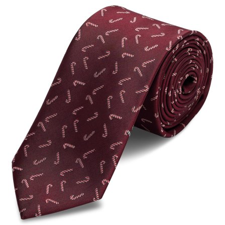 Burgundy Christmas Candy Cane Tie for Men - Christmas ties