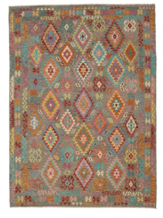 Hand Woven Kilim Afghan Old Style Rug 244X330 Brown/Dark Red