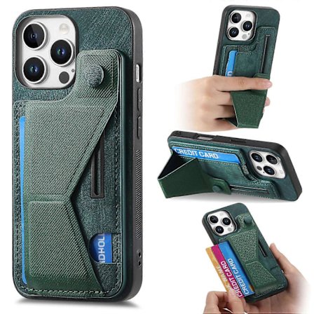 För iPhone 16 Pro Max Skal Retro Läder Baksida Fack för Kort Sidostöd-