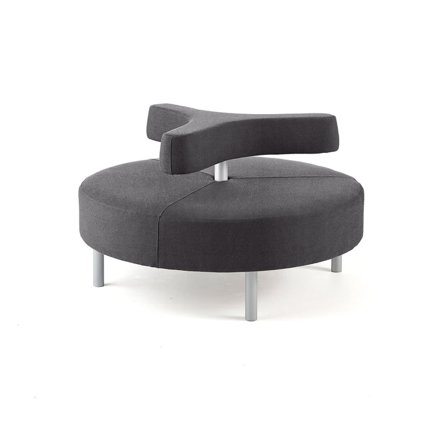 Ottoman DOT with 3-armed backrest, Ø 1300 mm, Medley fabric, dark grey