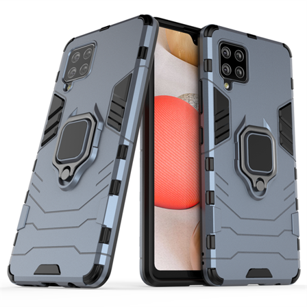 Ring Armor Case Kickstand Kova Rugged Cover for Samsung Galaxy A42 5G sininen sininen
