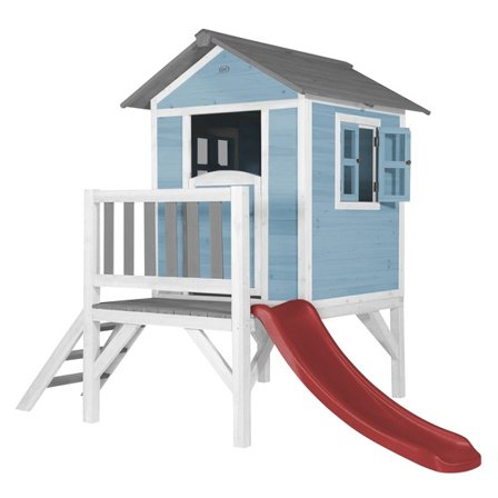 AXI Lekstuga Lodge XL Caribbean Blue - Röd Rutschkana - Litenleker