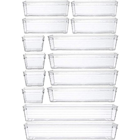 14 stk. Klar Plast Skuffe Organizer Bakke Til Makeup, Køkkenredskaber, Smykker Og Gadgets - Jxlgv