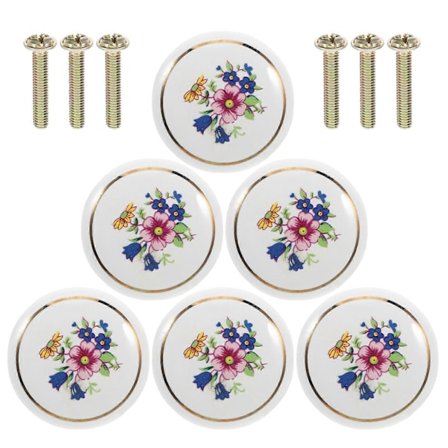 Blomstrete Skuffetrekk Keramiske Skapknotter Kommode Skap Garderobe Kjøkken Møbler Dekorativt Håndtak 6 stk