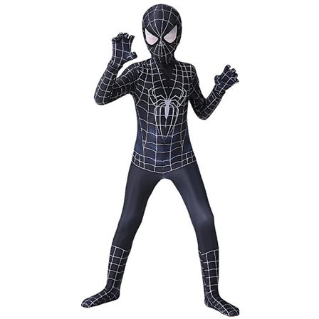 Black Spiderman Cosplay Superhelt-kostyme Barn Voksen Bodysuit vY