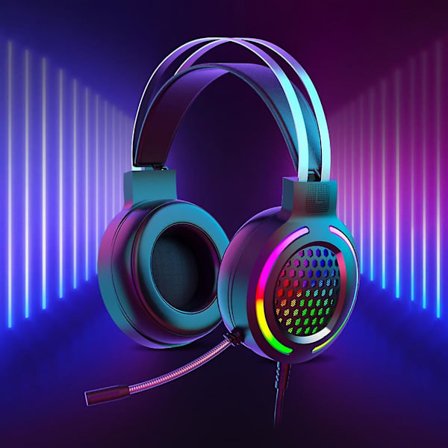 Stereo Hörlurar Gaming Headset Mikrofon Öronmuffar Dubbla 3.5mm Headset