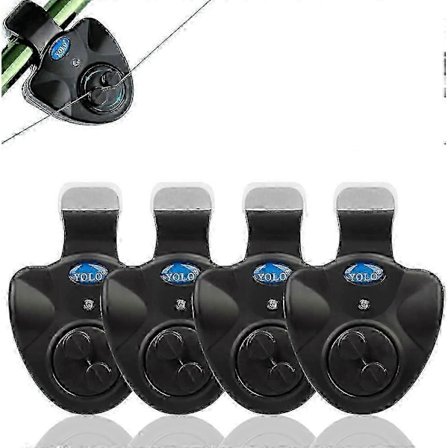 4-pak Fiske Bid Alarm Sensitiv Elektronisk Indikator LED Lydalarm På Fiskestang med Høj Sirene