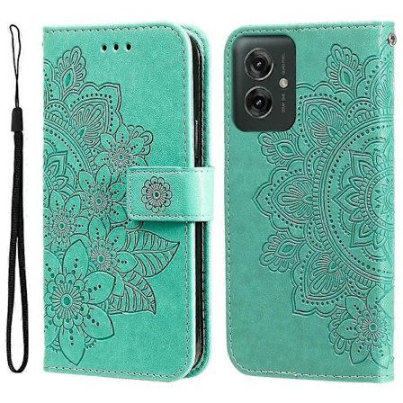 Sju-blommiga präglade läderfodral för telefon - Perfet