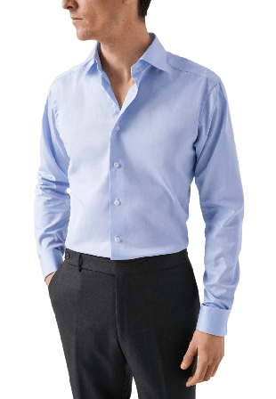 Eton Signature Twill-skjorta Med Dubbel Manschett Slim Fit Skjortor Herr Blå 43