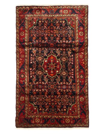 Hamadan Rug 110X188 Black/Dark Red Wool, Persia