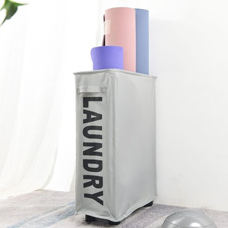 42 liters hopfällbar tvättkorg - ljusgrå med 4 hjul, tvättkorg, rektangulär tvättkorg för förvaring av kläder i hemmet