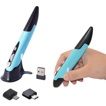 Trådløs optisk lomme-pennmus, Plug and Play stemmestyrt skriving justerbar DPI ergonomisk mus med ultra-portabel design for PC bærbar datamaskin