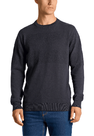 Lindbergh Purl knit o-neck jumper Överdelar Herr Blå XXL