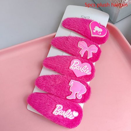 Modebrev Hjärta Hårnål Rosa Plysch Hårklämma Side Bang Cli