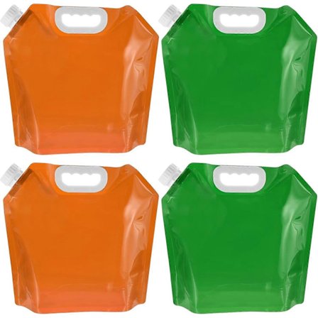 1,3 gallon 5L sammenklappelig vandbeholderpose, 4-pak plastik opbevaringskande foldbar vandpose til camping, vandreture, nødopbevaring af vand