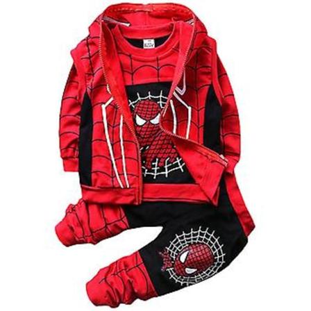 Barn Gutter Spiderman Treningsdraktsett Sportgenser + Vest + Bukser Antrekk Dress Casual Spiderman Kostyme-r (2-3 År Svart)