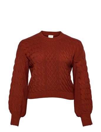 Vizuri Cable L/S Knit Top/Su Brown Vila