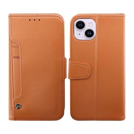 iPhone 14 Plus Plånboksfodral Extra Kortfack Rvelon - Brun Brun