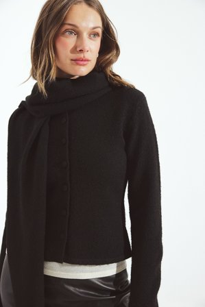 NA-KD Strickjacke mit Schaldetail - Cardigans - Schwarz - L (EU 42-44)