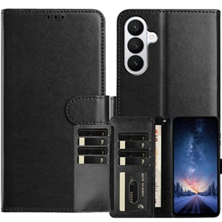 Samsung Galaxy S26 Pro Plånboksfodral Konstläder Folio Ställ - Svart