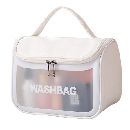 Perspektiv Pvc Gennemsigtig Kosmetiktaske med Stor Kapacitet Frostet Toilet Taske Pu Clamshell Hvid Stil Style4
