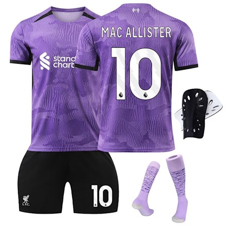 2324 Liverpool 2. drakt borte Jersey Fotball Jersey Sesongsett - McAllister + Sokker + Skinnbeskyttere