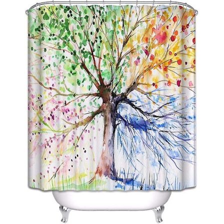 Mildew Proof Fabric Shower Curtain, 180x200cm Lang Vandtæt Polyester Tekstil, Vintage Farverige Tr