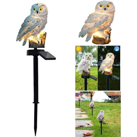Solar Lawn Lamp, Outdoor Solar Light Trädgårdsdekorationslampa Vattentät väg Gräsmatta Trädgård Trädgårdslampor Owl Design (Vit)
