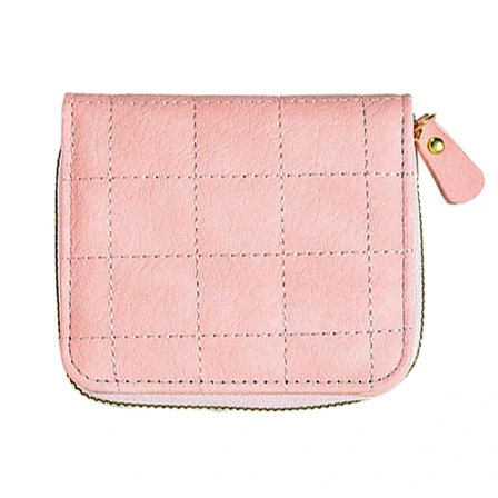 Dame Læderpung Lille Bifold Lynlåslomme Pungkortholder, 11cm*10cm*3cm