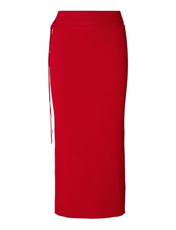 Slfcarly Mw Knit Ankle Skirt Red Selected