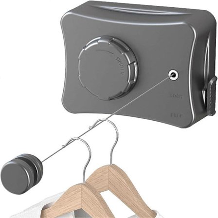 Infällbar torkvinda, 5,1 m infällbar tvättlina, infällbar torkställning för utomhusbruk, väggmonterad tvättlina, tvättlina med skruvar och pinne