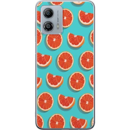 Kompatibelt Mobildeksel til Motorola Moto G53 Illustrert mønster med gjentatte grapefrukt skiver mot en turkis bakgrunn